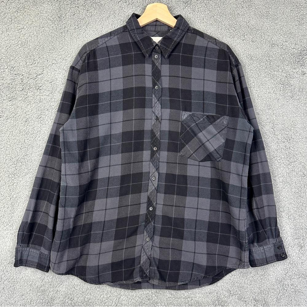 Wilfred Free Relaxed Flannel Button-up Plaid Checkered Pocket Shirt Medium